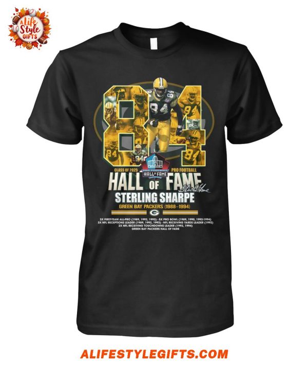 84 Hall Of Fame Sterling Sharpe Green Bay Packers T-Shirt