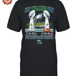 Fly Champs Fly 41-33 40-22 Philadelphia Eagles T-Shirt