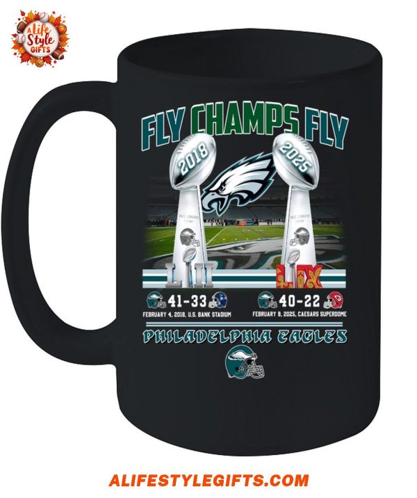 Fly Champs Fly 41-33 40-22 Philadelphia Eagles T-Shirt