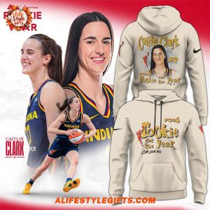 Indiana Fever Caitlin Clark Playa Society Cream 2024 WNBA Rookie of the Year Hoodie