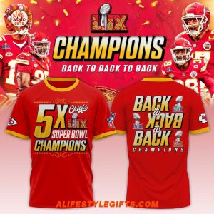 Kansas City Chiefs Back to Back LIX to Back Super Bowl Champions 2025 T-Shirt