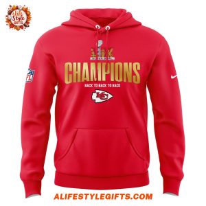 Kansas City Chiefs Champions Super Bowl Lix Back To Back Limited Red Hoodie