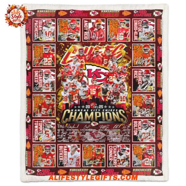 Kansas City Chiefs Super Bowl Champions 2025 Fleece Blanket