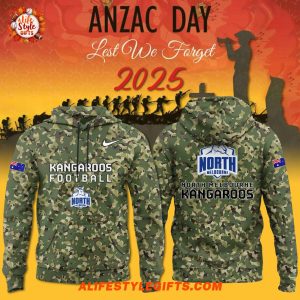 North Melbourne Kangaroos ANZAC Day 2025 Hoodie