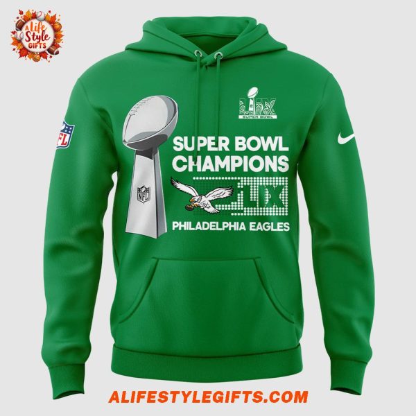 Philadelphia Eagles 2025 Super Bowl LIX Champions Limited Edition Green Hoodie