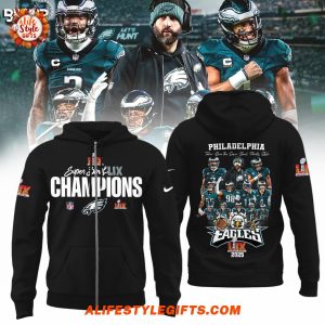 Philadelphia Eagles 2X 2025 Super Bowl Champions Black Hoodie