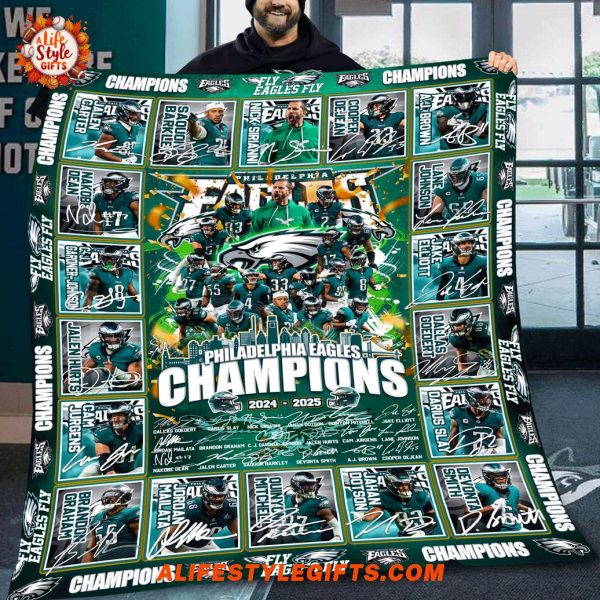 Philadelphia Eagles Super Bowl Champions 2025 Fleece Blanket