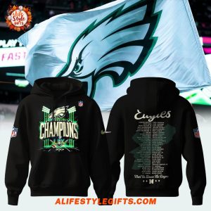 Philadelphia Eagles Super Bowl LIX Champions 2025 Black Hoodie