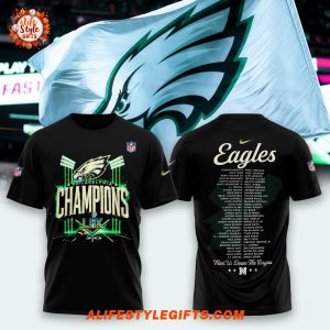 Philadelphia Eagles Super Bowl LIX Champions 2025 Black T-Shirt