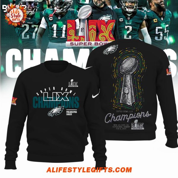 Philadelphia Eagles Super Bowl LIX Champions Club 2025 Black T-Shirt