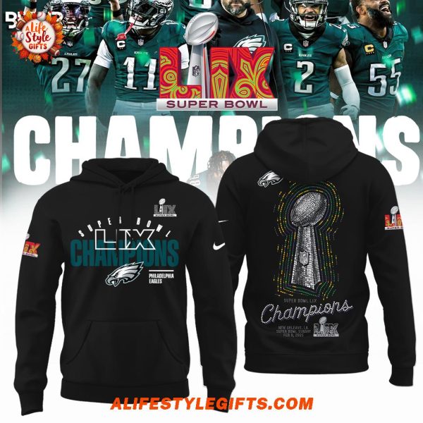 Philadelphia Eagles Super Bowl LIX Champions Club 2025 Black T-Shirt