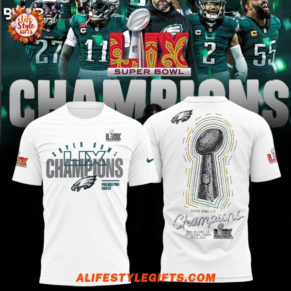 Philadelphia Eagles Super Bowl LIX Champions Club 2025 White Hoodie