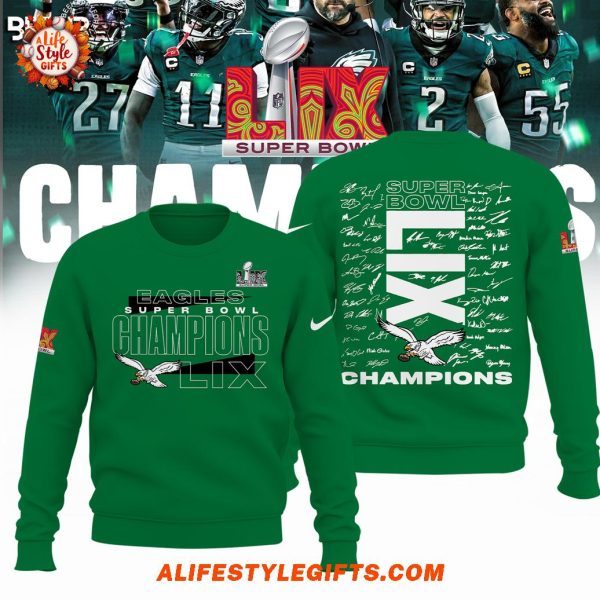 Philadelphia Eagles Super Bowl LIX Champions Team Signature Limited Hoodie Shirt