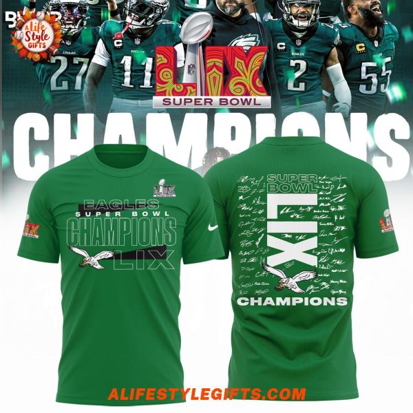 Philadelphia Eagles Super Bowl LIX Champions Team Signature Limited Hoodie Shirt