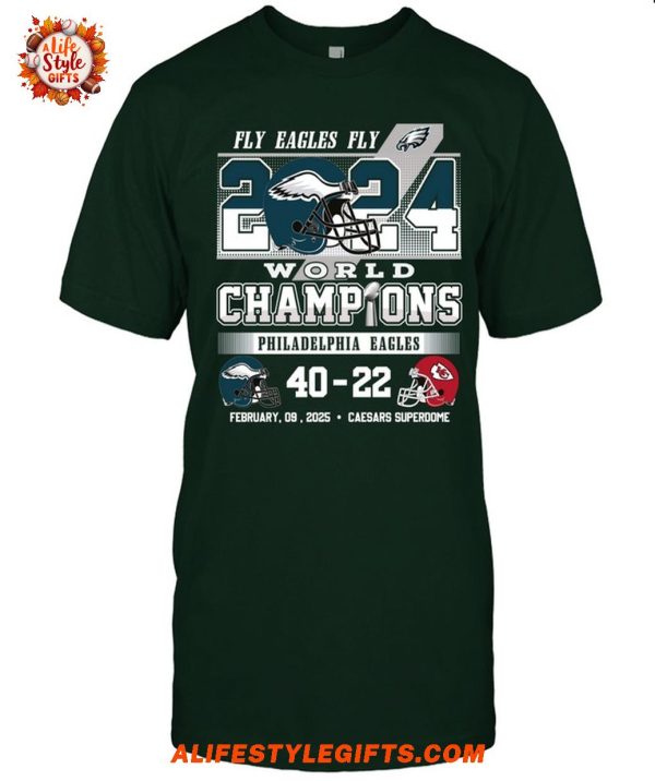 Philadelphia Eagles World Champions 40-22 2 Side T-Shirt