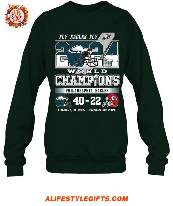 Philadelphia Eagles World Champions 40-22 2 Side T-Shirt