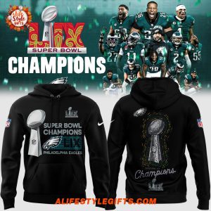 Philadelphia Eagles x Super Bowl LIX 2025 Champions Black Hoodie