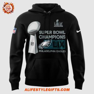 Philadelphia Eagles x Super Bowl LIX 2025 Champions Black Hoodie