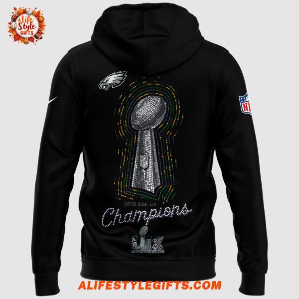 Philadelphia Eagles x Super Bowl LIX 2025 Champions Black Hoodie