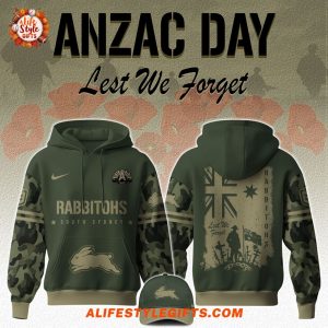 South Sydney Rabbitohs We Will Remember Anzac Day Hoodie