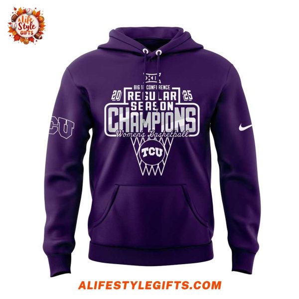 TCU Women’s Basketball BIG 12 Champions 2025 Purple Hoodie